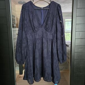 Cupshe Blue Long Sleeve Dress Elegant and Versatile